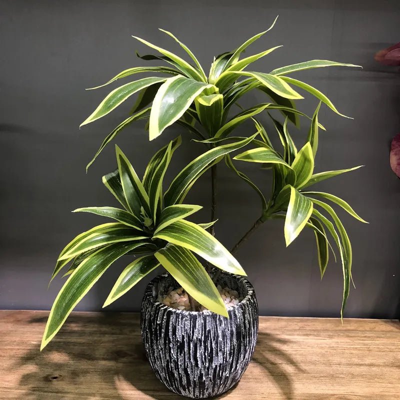 best cheap 35CM 3 Fork Artificial Desktop Fake Plants Green Plastic Palm Tree Bunch Flower Material Office Living Room Christmas Home Decor shop online at M2K Trends for