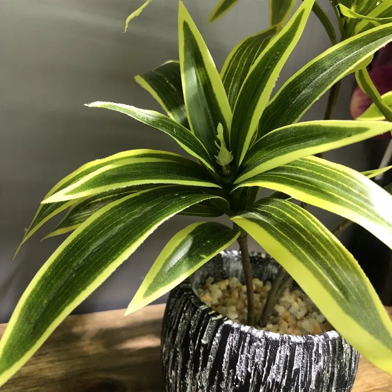 best cheap 35CM 3 Fork Artificial Desktop Fake Plants Green Plastic Palm Tree Bunch Flower Material Office Living Room Christmas Home Decor shop online at M2K Trends for