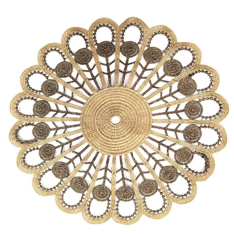 best cheap NEW Gold 3D Round Embroidery table place mat Christmas flower pad Cloth placemat cup wedding Coffee tea coaster doily kitchen shop online at M2K Trends for