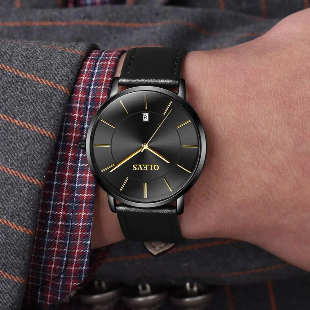 best Cheap OLEVS 5869 Men Sport Quartz Watch MinimalistWatches Week And Date Chronograph Watch Fashion Leather Strap Watch For Boy shop online at M2K Trends for