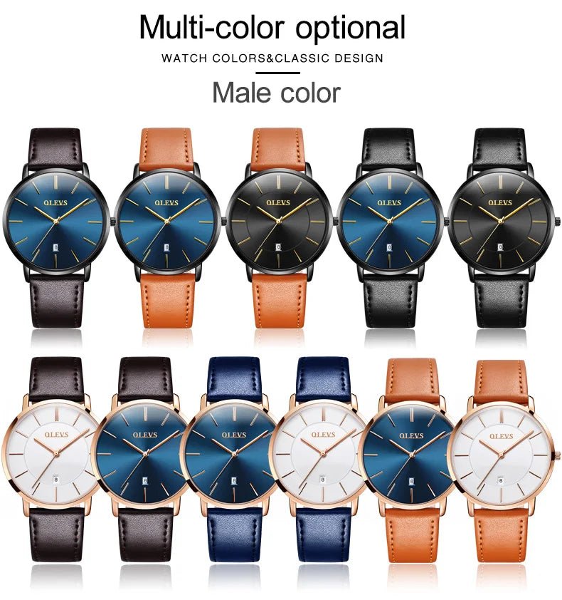 best Cheap OLEVS 5869 Men Sport Quartz Watch MinimalistWatches Week And Date Chronograph Watch Fashion Leather Strap Watch For Boy shop online at M2K Trends for