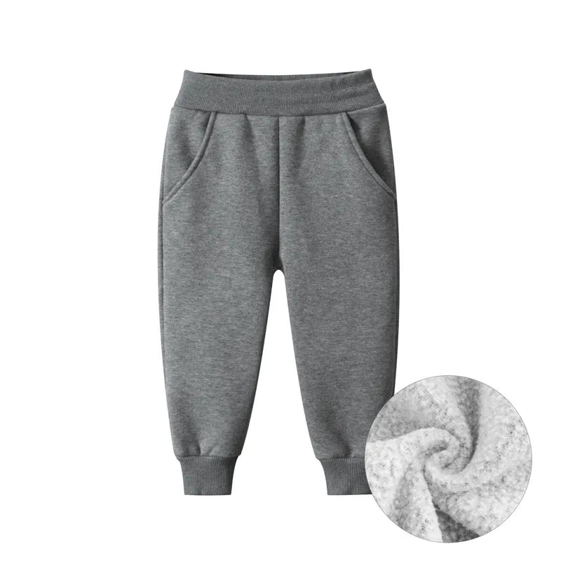 best Children Trousers for Boys 2023 Autumn Winter Fleece Thickening Solid Blue Black Grey Sport Casual Long Pants for 1-9 Years shop online at M2K Trends for