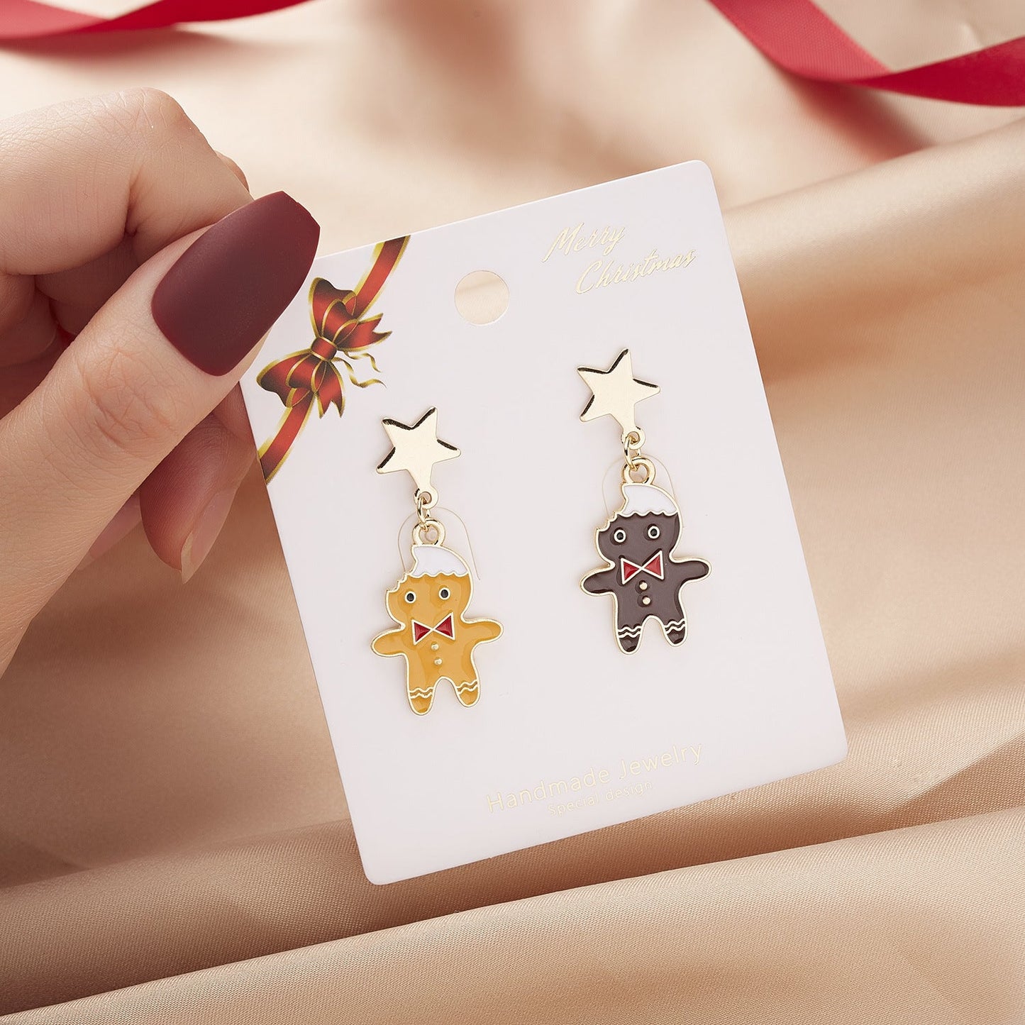 best Christmas Cartoon Angel Earrings Bells Five-pointed Stars Star Stud Earrings 0 shop online at M2K Trends for