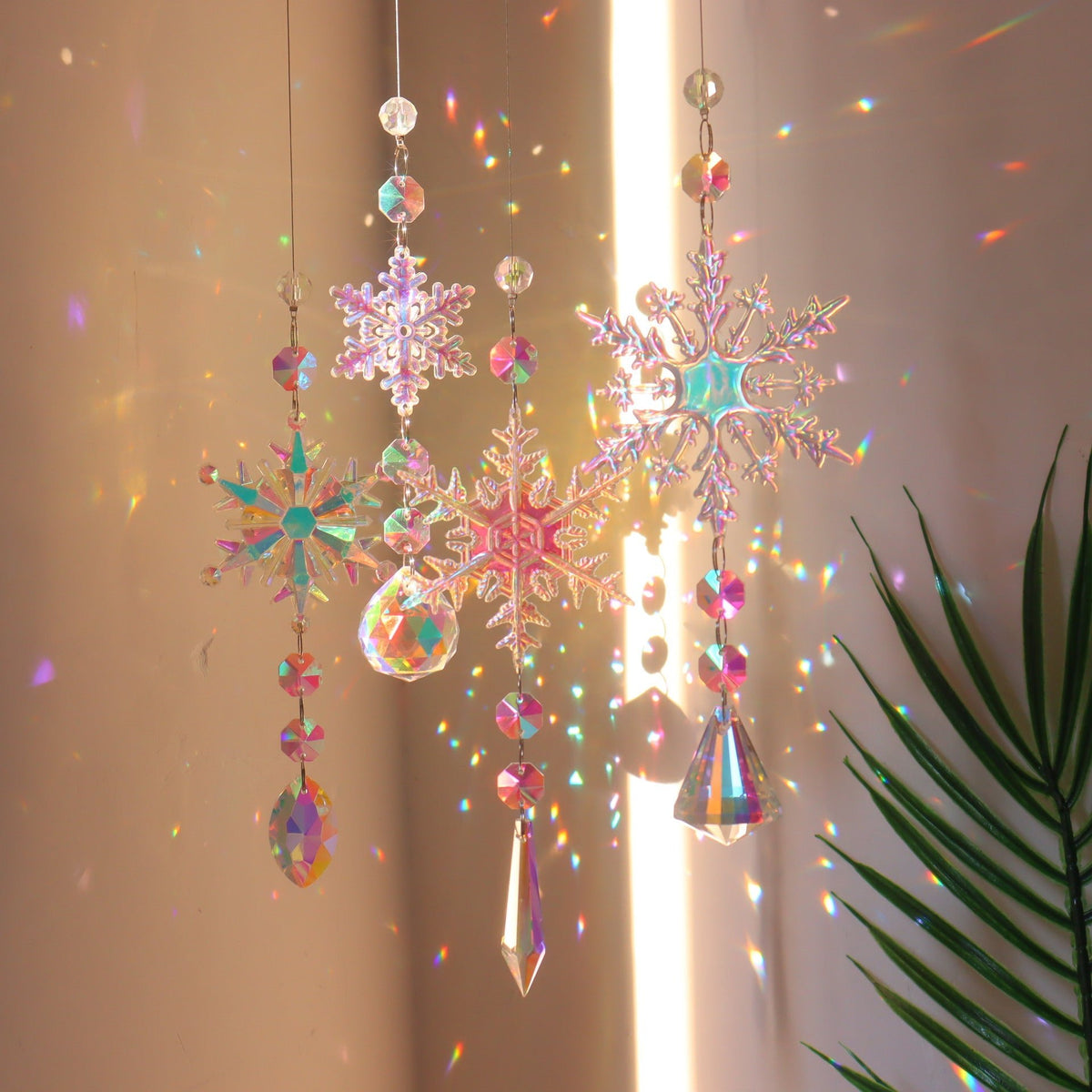 best Christmas Colorful Snowflake Crystal Sun Catcher Ice Pillar Pendant Window Christmas Tree Decoration Party Pendant Christmas Decorations 0 shop online at M2K Trends for