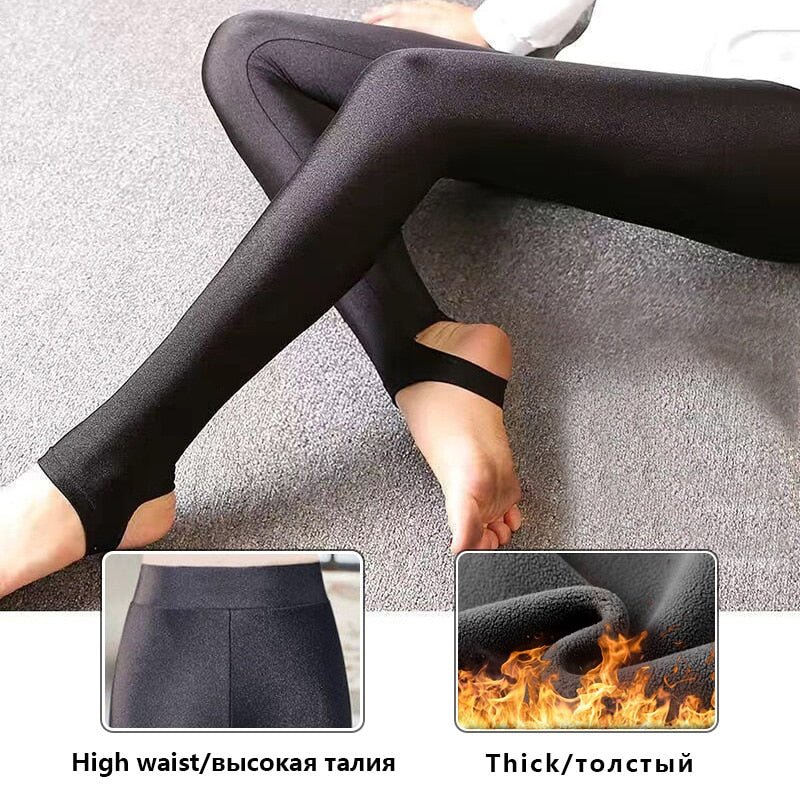 best CHRLEISURE Winter Leggings Velvet Warm Tights High Elastic Thicken Female Luster Pants Black Skinny Pants For Women Leggins 0 shop online at M2K Trends for