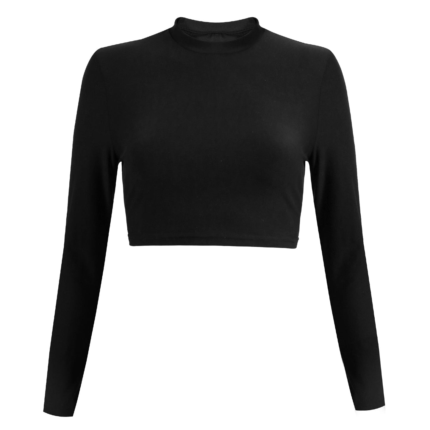 best CHRLEISURE Women Sexy Cropped Tops O Neck Long Sleeve Shirt Black Casual Skinny Slim Basic Woman Fashion T Shirts Ladies 0 shop online at M2K Trends for