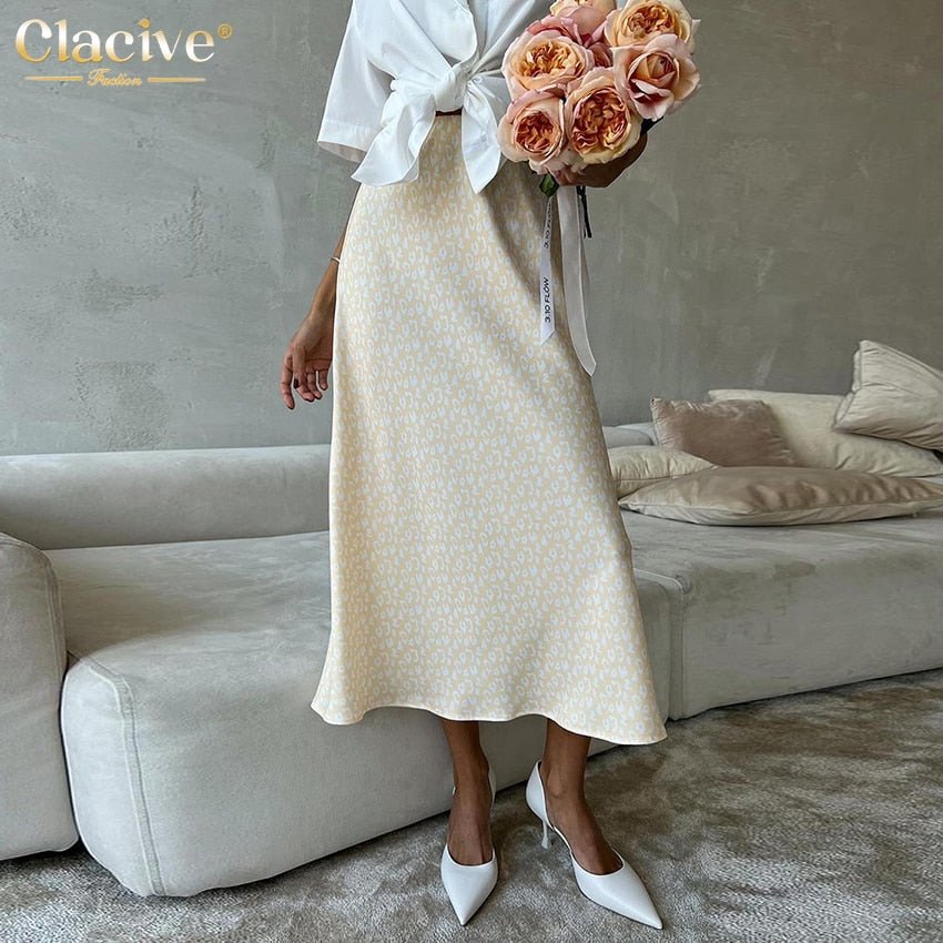 best Clacive Fashion Slim Print Women'S Skirt 2023 Bodycon High Waist Midi Skirts Streetwear Elegant Classic Skirt Female Clothing 0 shop online at M2K Trends for