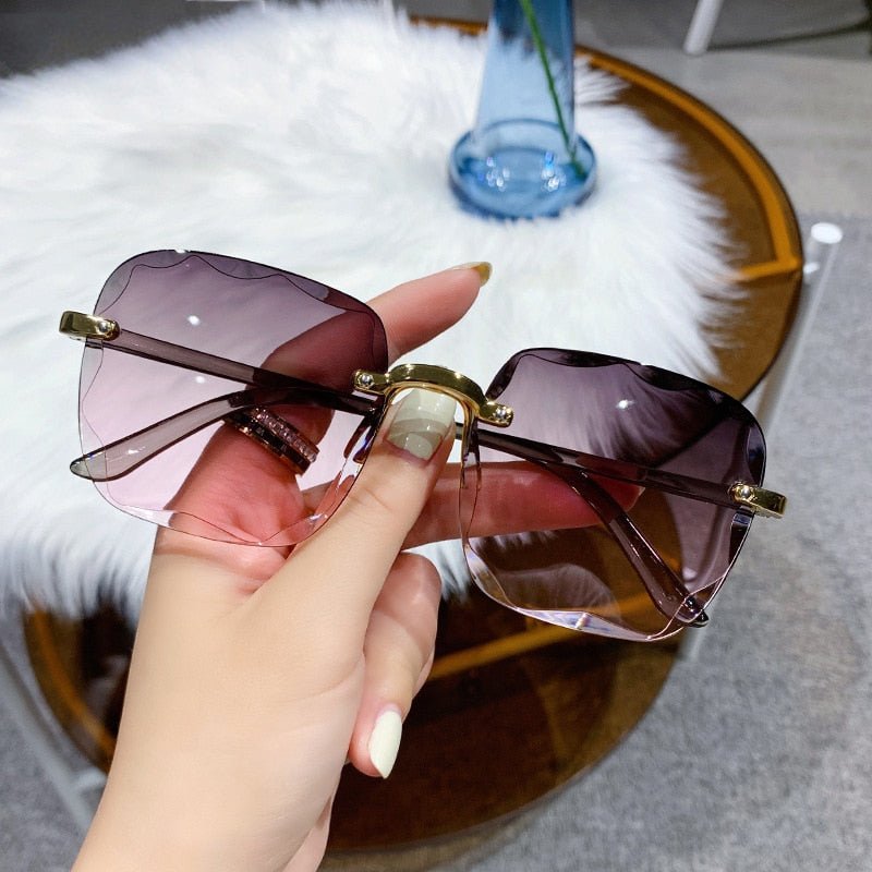 best Classic Vintage Square Sunglasses Woman Gradient Mirror Frameless Sun Glasses Female Retro Fashion Rimless Oculos De Sol 0 shop online at M2K Trends for
