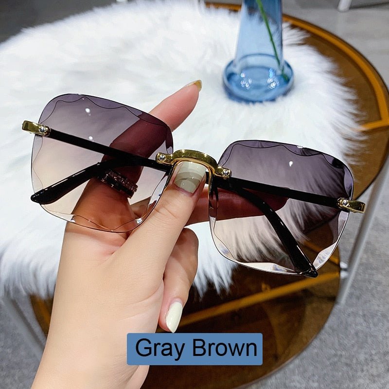 best Classic Vintage Square Sunglasses Woman Gradient Mirror Frameless Sun Glasses Female Retro Fashion Rimless Oculos De Sol 0 shop online at M2K Trends for