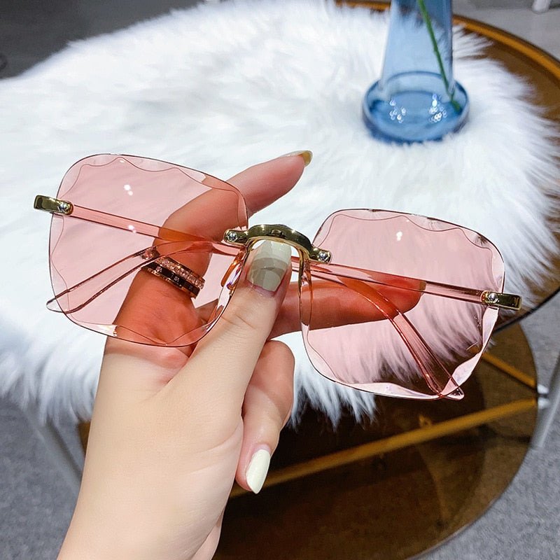 best Classic Vintage Square Sunglasses Woman Gradient Mirror Frameless Sun Glasses Female Retro Fashion Rimless Oculos De Sol 0 shop online at M2K Trends for