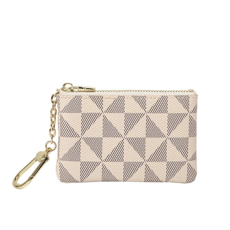 best Coin Key Storage Bag with Chain Women Mini Coin Purse Luxury Designer Plaid Leather Small Zipper Wallet Ladies Keychain Trendy 0 shop online at M2K Trends for