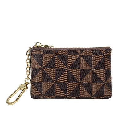 best Coin Key Storage Bag with Chain Women Mini Coin Purse Luxury Designer Plaid Leather Small Zipper Wallet Ladies Keychain Trendy 0 shop online at M2K Trends for