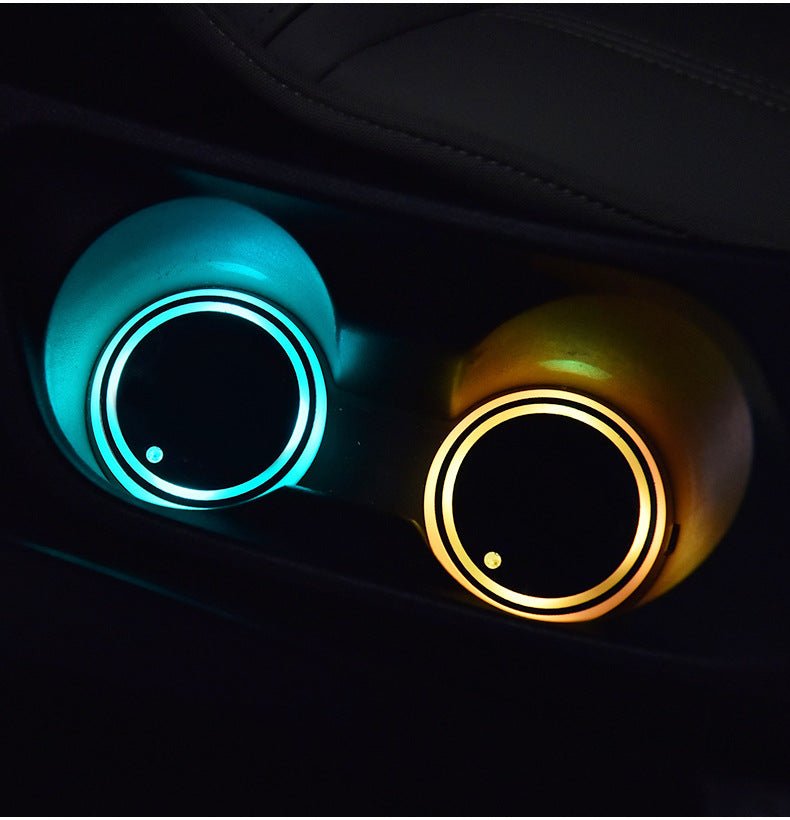 best Colorful Cup Holder LED Light-up Coaster Solar & USB Charging Non-slip Coaster Ambient Light For Car Automatically 0 shop online at M2K Trends for Wireless