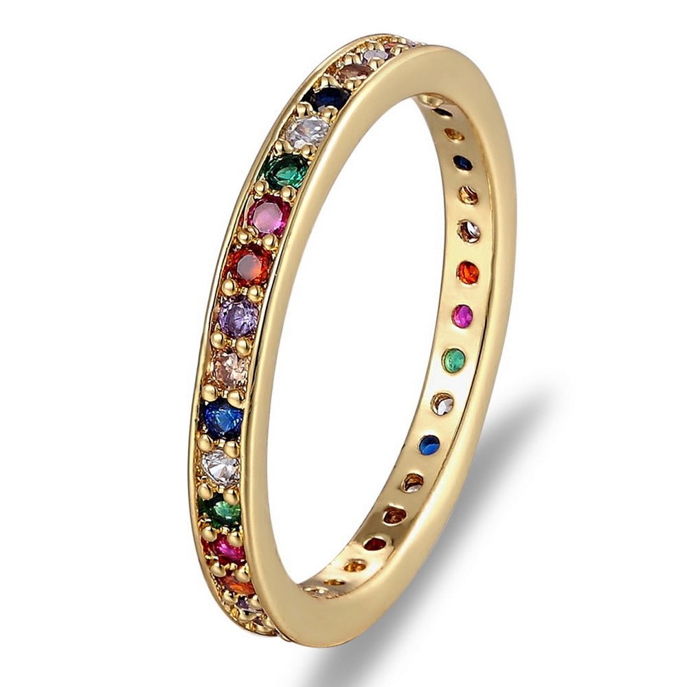 best Colorful Rainbow CZ Gold Ring For Women Rings shop online at M2K Trends for Ring For Women Girls