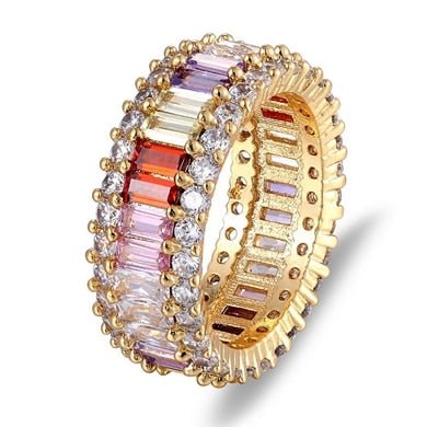 best Colorful Rainbow CZ Gold Ring For Women Rings shop online at M2K Trends for Ring For Women Girls