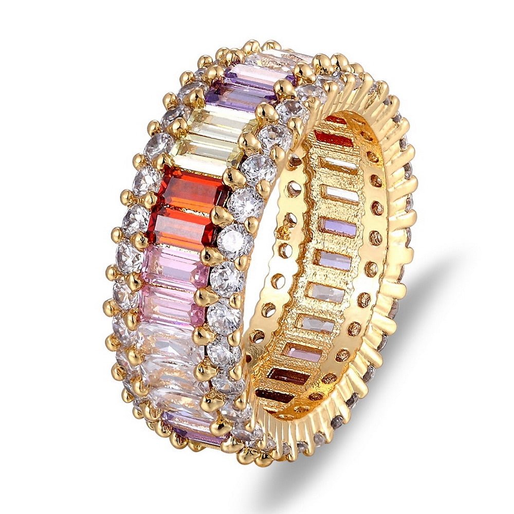 best Colorful Rainbow CZ Gold Ring For Women Rings shop online at M2K Trends for Ring For Women Girls