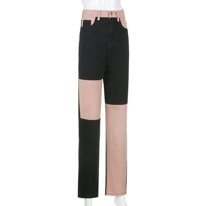 best Contrasting Stitching High-rise Straight-leg Jeans Women 0 shop online at M2K Trends for