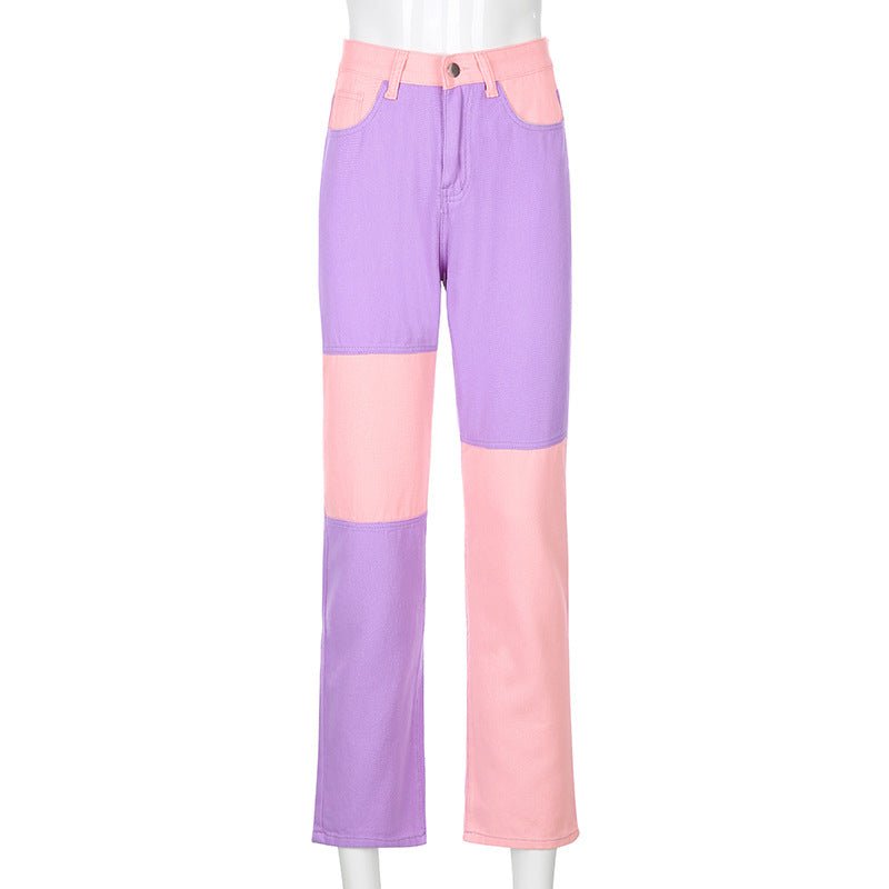 best Contrasting Stitching High-rise Straight-leg Jeans Women 0 shop online at M2K Trends for