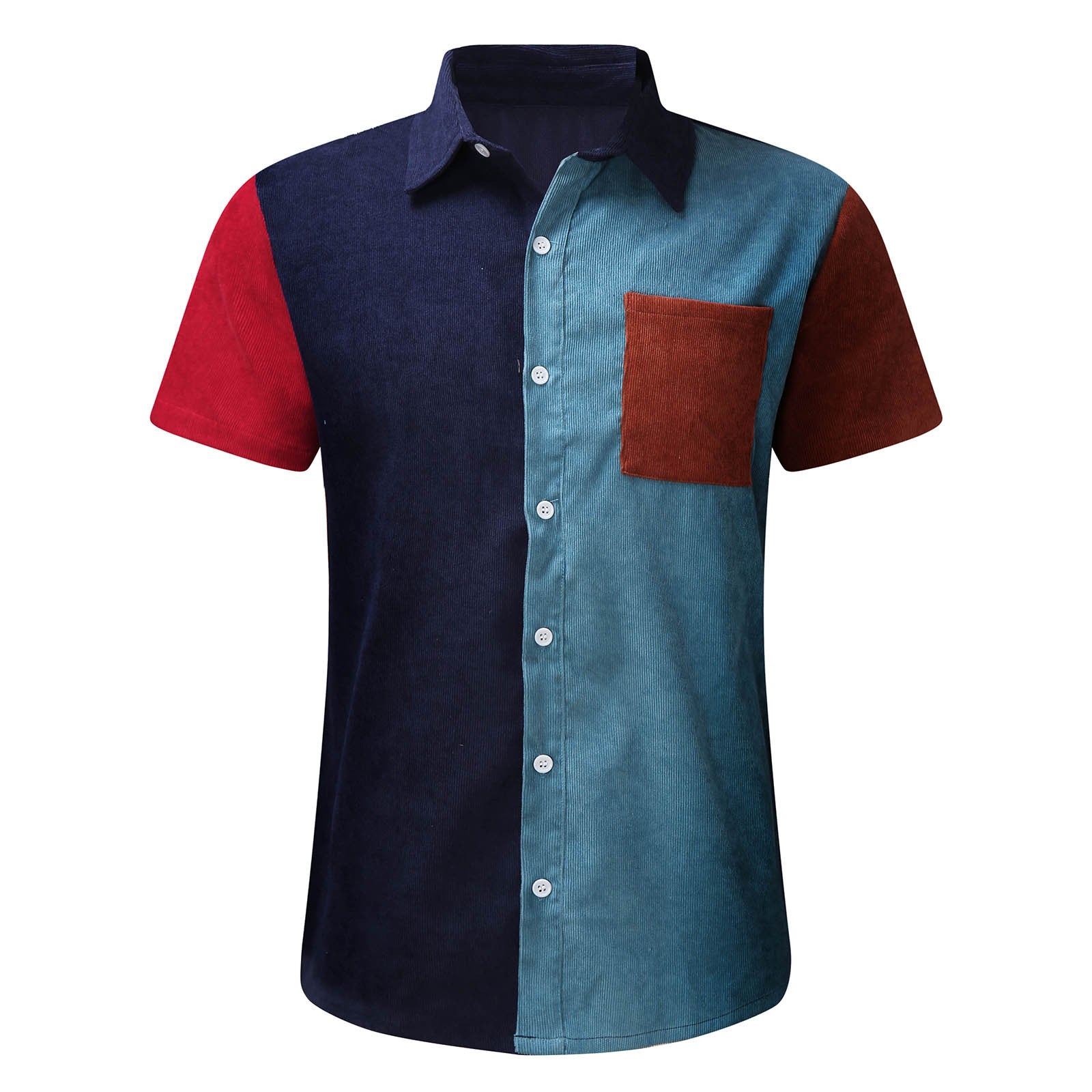 best Corduroy Stitching Lapel Pocket Short Sleeves Shirts & Tops shop online at M2K Trends for crop t shirt