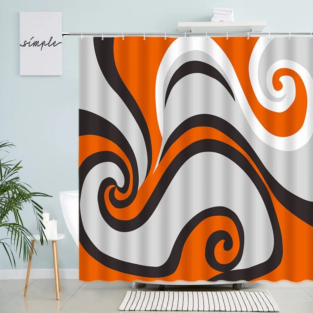 best Creative Geometric Shower Curtains Grey Black Red Abstract Art Print Bath Curtain Set Polyester Fabric Bathroom Decor with Hooks shop online at M2K Trends for