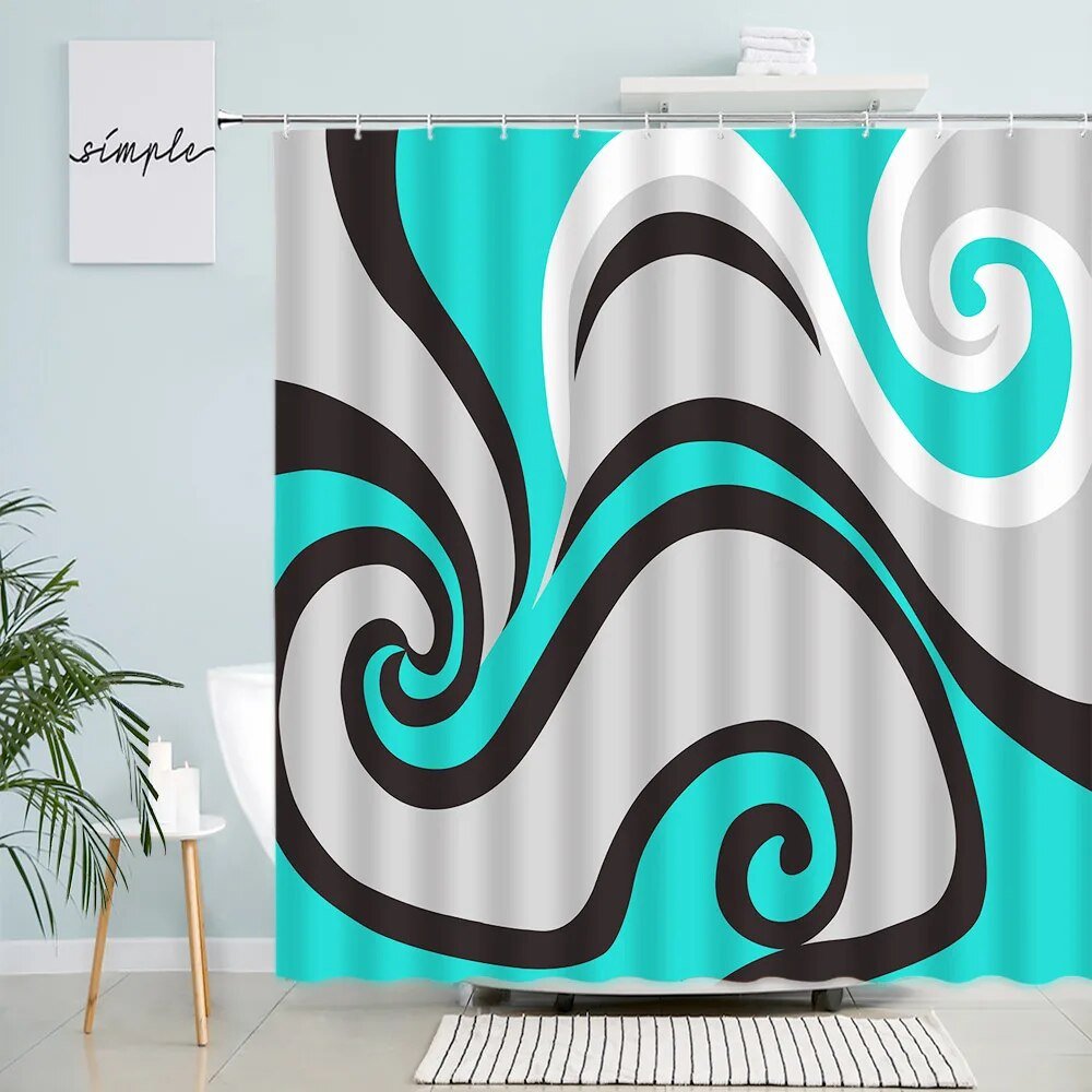 best Creative Geometric Shower Curtains Grey Black Red Abstract Art Print Bath Curtain Set Polyester Fabric Bathroom Decor with Hooks shop online at M2K Trends for