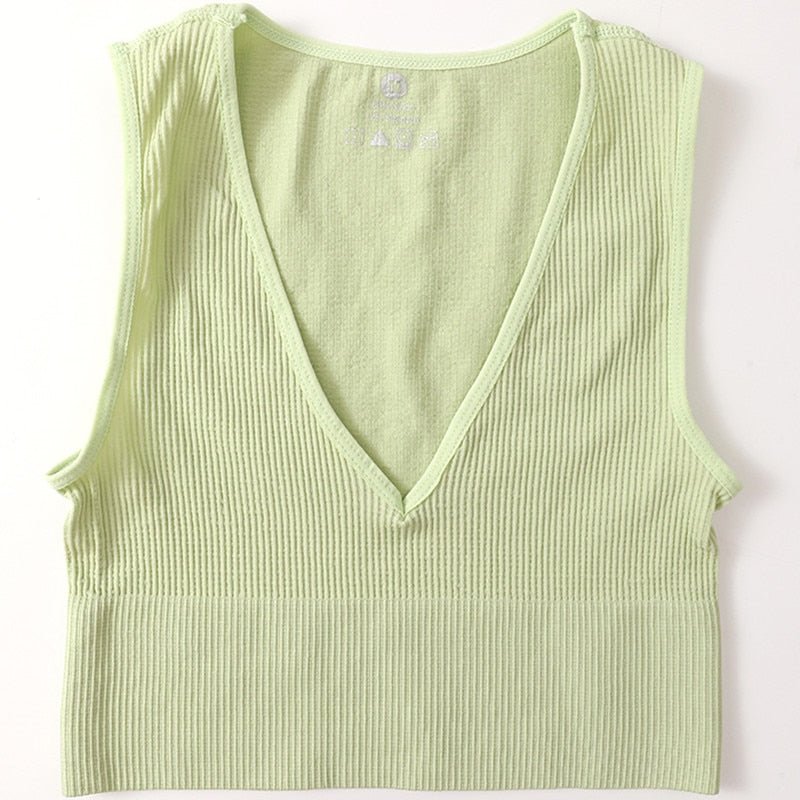 best Crop Top Women Seamless Underwear Vintage Crop Top Vest Female Sexy Lingerie Sports Bralette Deep V Neck Cropped Camis Camisole 0 shop online at M2K Trends for