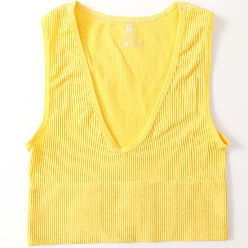 best Crop Top Women Seamless Underwear Vintage Crop Top Vest Female Sexy Lingerie Sports Bralette Deep V Neck Cropped Camis Camisole 0 shop online at M2K Trends for