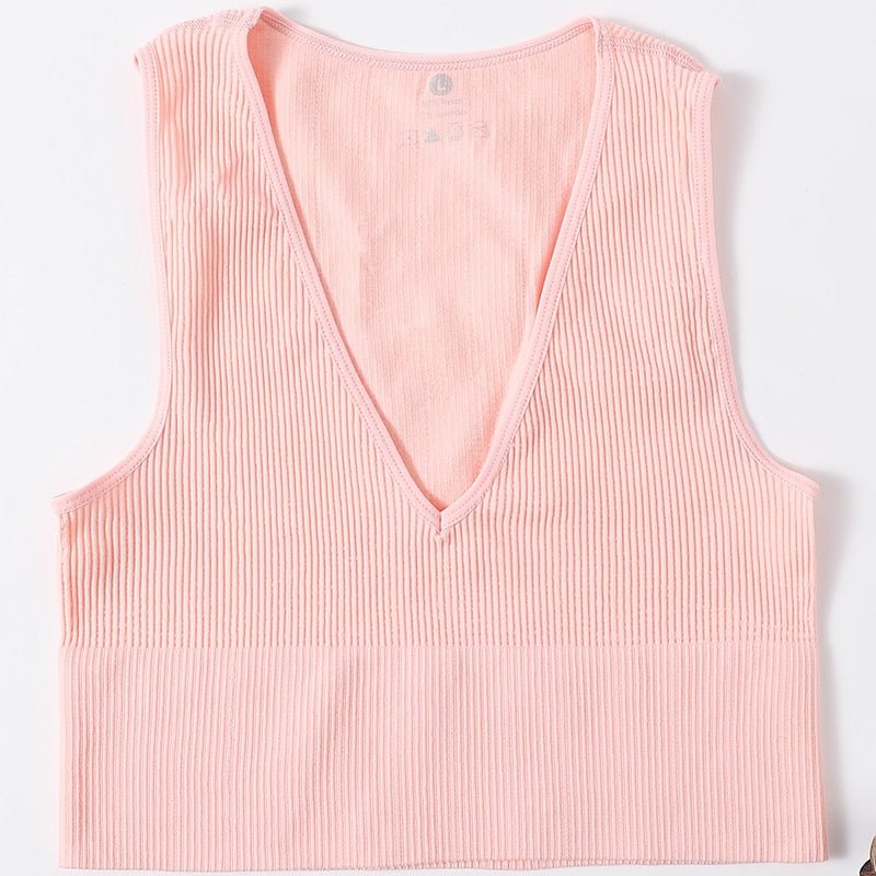 best Crop Top Women Seamless Underwear Vintage Crop Top Vest Female Sexy Lingerie Sports Bralette Deep V Neck Cropped Camis Camisole 0 shop online at M2K Trends for