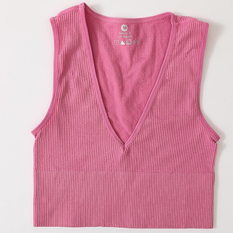 best Crop Top Women Seamless Underwear Vintage Crop Top Vest Female Sexy Lingerie Sports Bralette Deep V Neck Cropped Camis Camisole 0 shop online at M2K Trends for