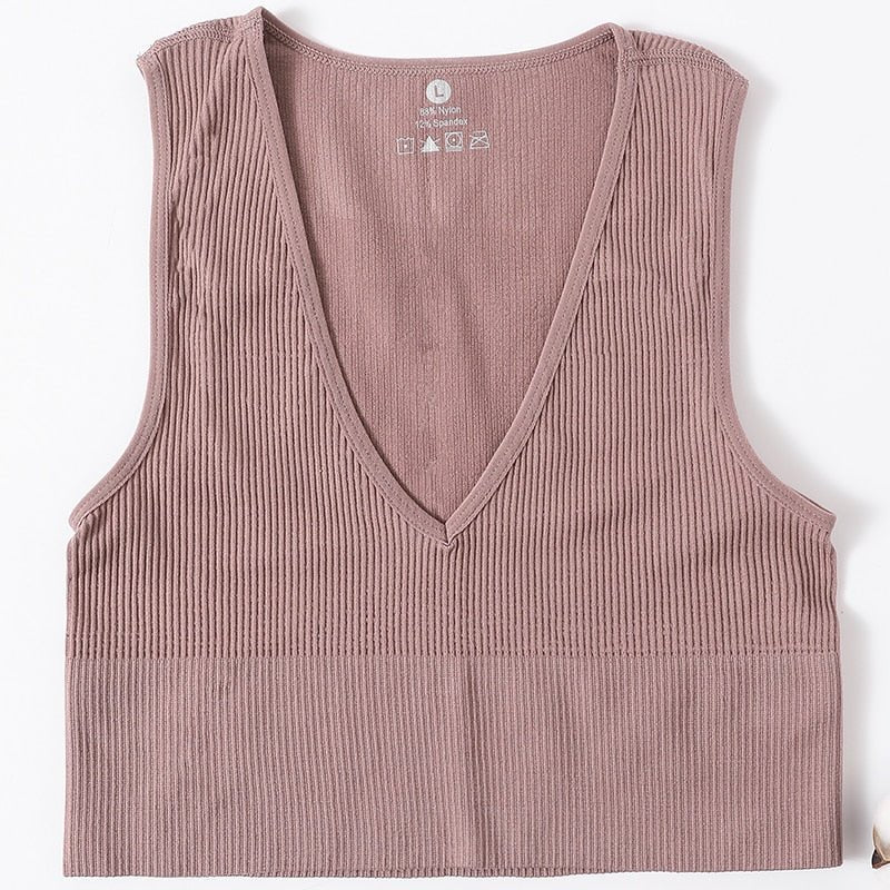 best Crop Top Women Seamless Underwear Vintage Crop Top Vest Female Sexy Lingerie Sports Bralette Deep V Neck Cropped Camis Camisole 0 shop online at M2K Trends for