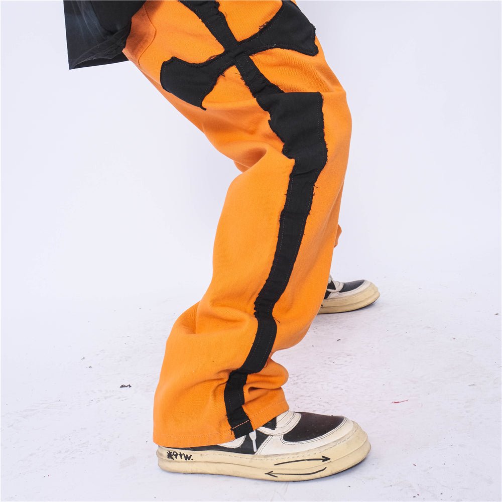 best Cross Patch Embroidery Casual Pants Men's Hip-Hop High Street Fashion Brand Loose Straight Leg Pants Street Trend Trousers 0 shop online at M2K Trends for