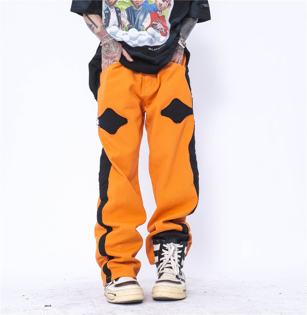 best Cross Patch Embroidery Casual Pants Men's Hip-Hop High Street Fashion Brand Loose Straight Leg Pants Street Trend Trousers 0 shop online at M2K Trends for