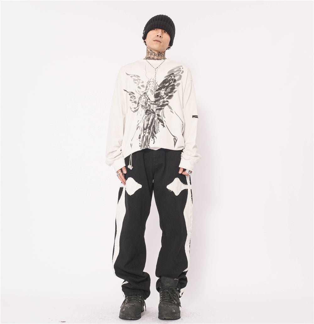 best Cross Patch Embroidery Casual Pants Men's Hip-Hop High Street Fashion Brand Loose Straight Leg Pants Street Trend Trousers 0 shop online at M2K Trends for
