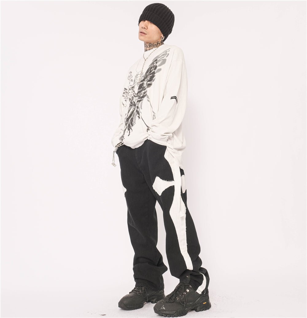 best Cross Patch Embroidery Casual Pants Men's Hip-Hop High Street Fashion Brand Loose Straight Leg Pants Street Trend Trousers 0 shop online at M2K Trends for