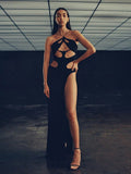 best Black Halter Cut Out Hight Waist Split Long Dress Women Club Party Hot Sexy Backless Maxi Dresses Clothes 0 shop online at M2K Trends for