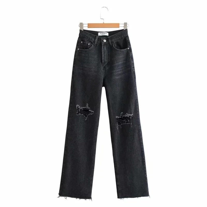 best Denim Ripped Distressed Jeans Woman High Waist Flare Pants Bottom Streetwear Trousers Pants Jeans Ladies 0 shop online at M2K Trends for