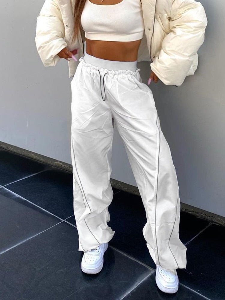 best Cuteandpsycho Loose High Waist Tech Baggy Sweatpants Streetwear Joggers Women Wide Leg Pants Casual Basic Punk Trousers Fashion 0 shop online at M2K Trends for