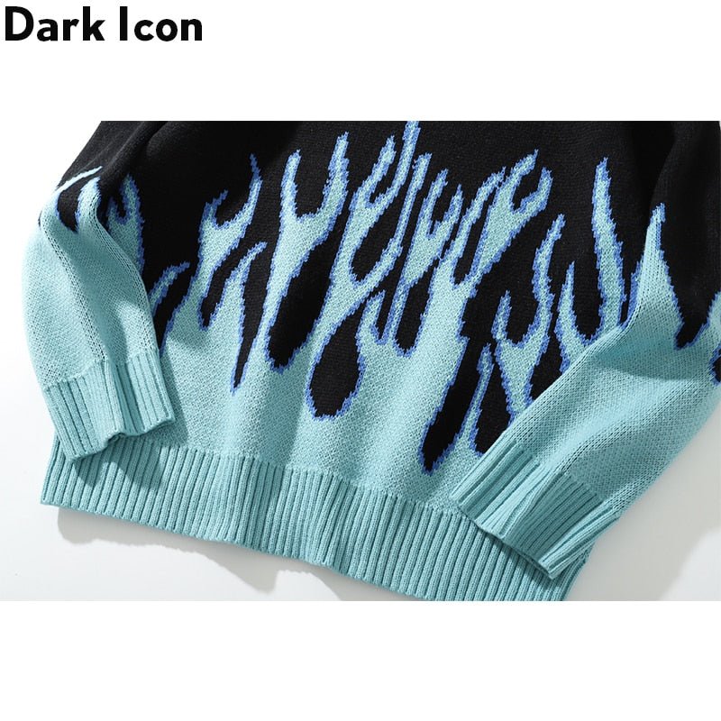 best DARK ICON Blue Flame Sweater Me 2019 Winter Streetwear Men's Sweaters Pullover Knitwear Sweater for Men 0 shop online at M2K Trends for