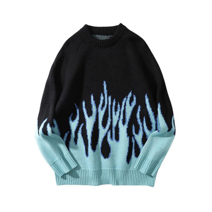 best DARK ICON Blue Flame Sweater Me 2019 Winter Streetwear Men's Sweaters Pullover Knitwear Sweater for Men 0 shop online at M2K Trends for