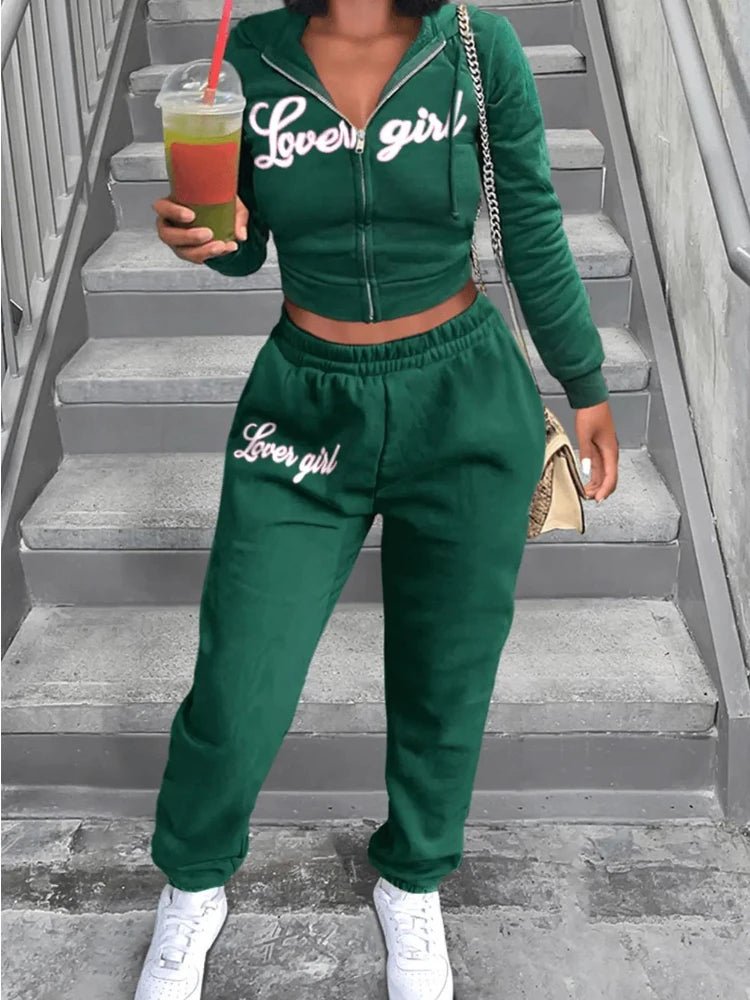 best DEEPTOWN Vintage Sweatsuit Set Korean Style Letter Print Sweatshirt Loose Sweatpants Women's Autumn Training Set 2 Piece shop online at M2K Trends for
