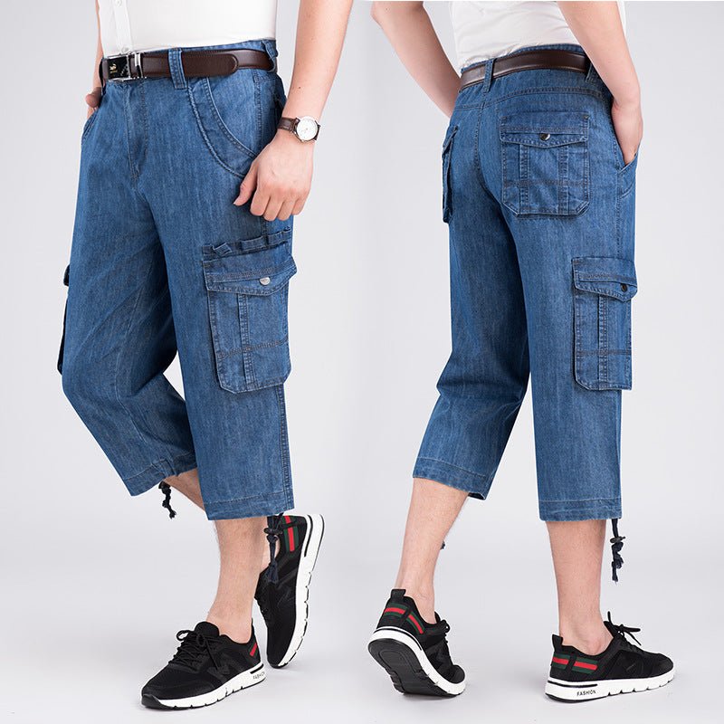 best Denim Cropped Jeans Loose Big Pocket Pants Clothing shop online at M2K Trends for men shorts