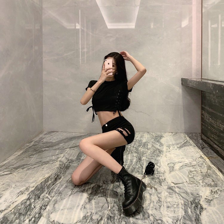 best Double Buckle Design High Waist Stretch Tight Shorts For Women 0 shop online at M2K Trends for