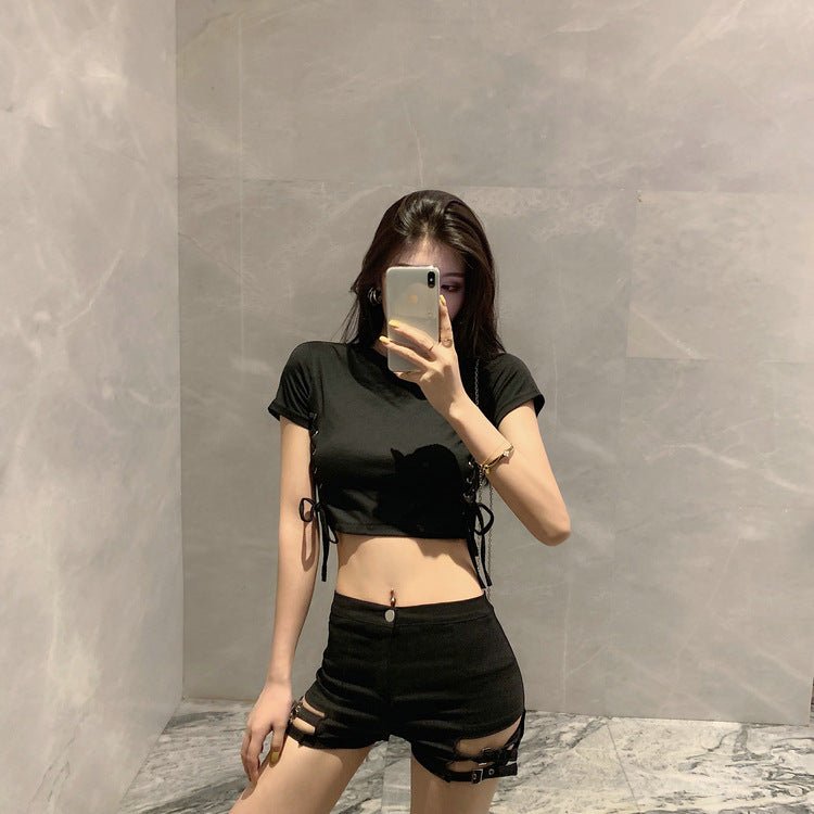 best Double Buckle Design High Waist Stretch Tight Shorts For Women 0 shop online at M2K Trends for
