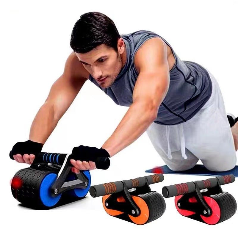 best Double Wheel Abdominal Exerciser Women Men Automatic Rebound Ab Wheel Roller Waist Trainer Gym Sports Home Exercise Devices Accessories shop online at M2K Trends for Exercise equipment