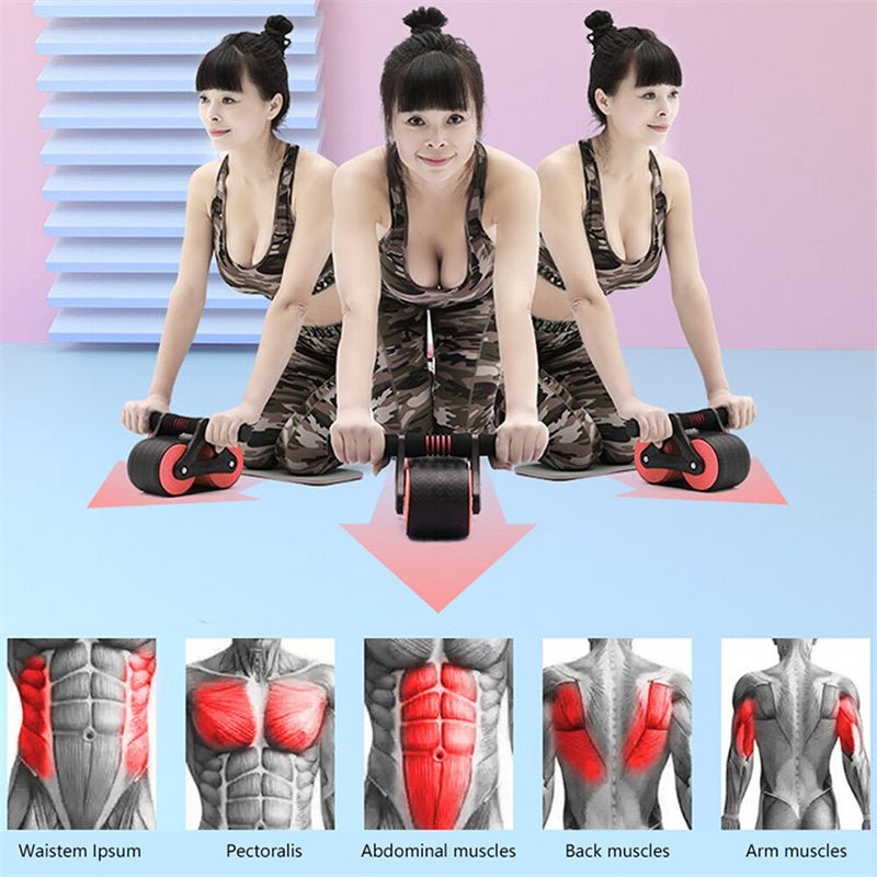 best Double Wheel Abdominal Exerciser Women Men Automatic Rebound Ab Wheel Roller Waist Trainer Gym Sports Home Exercise Devices Accessories shop online at M2K Trends for Exercise equipment