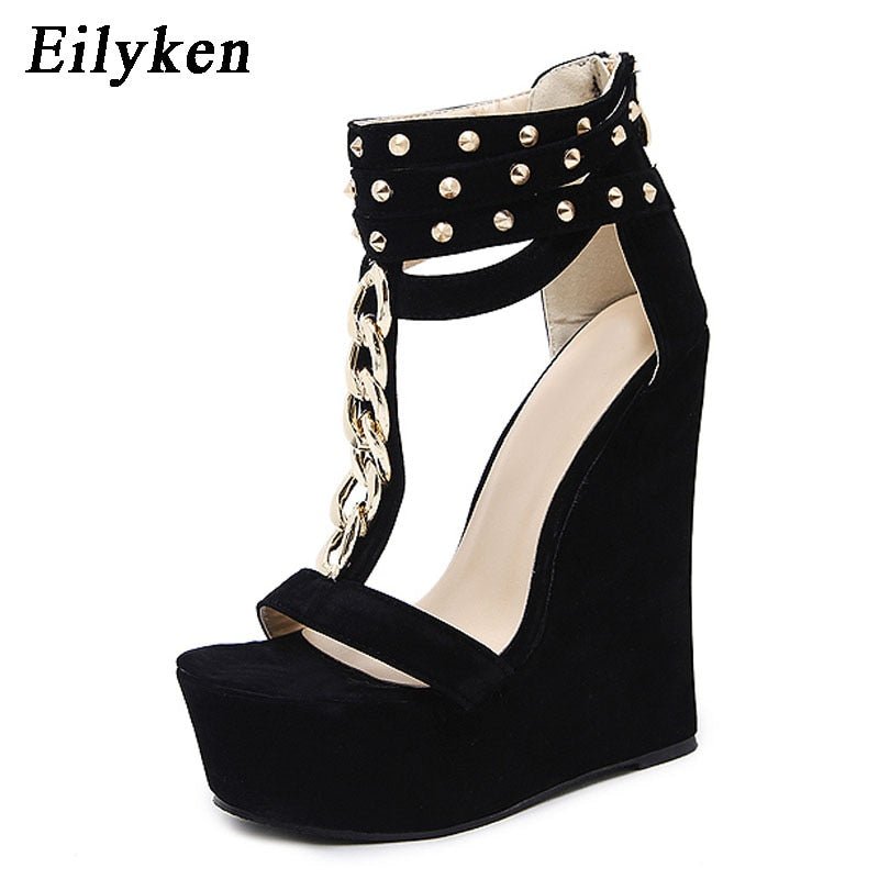 best Eilyken 2023 New Gladiator Sandals High Heels Fashion Sandals Design Chain Platform Wedges Shoes For Women 0 shop online at M2K Trends for
