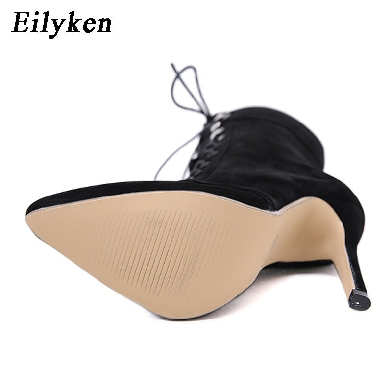 best Eilyken 2023 New Women Pointed Toe Ankle Boots Autumn Winter Cross-tied Zipper Chelsea Booties Party Stripper Ladies Shoes 0 shop online at M2K Trends for