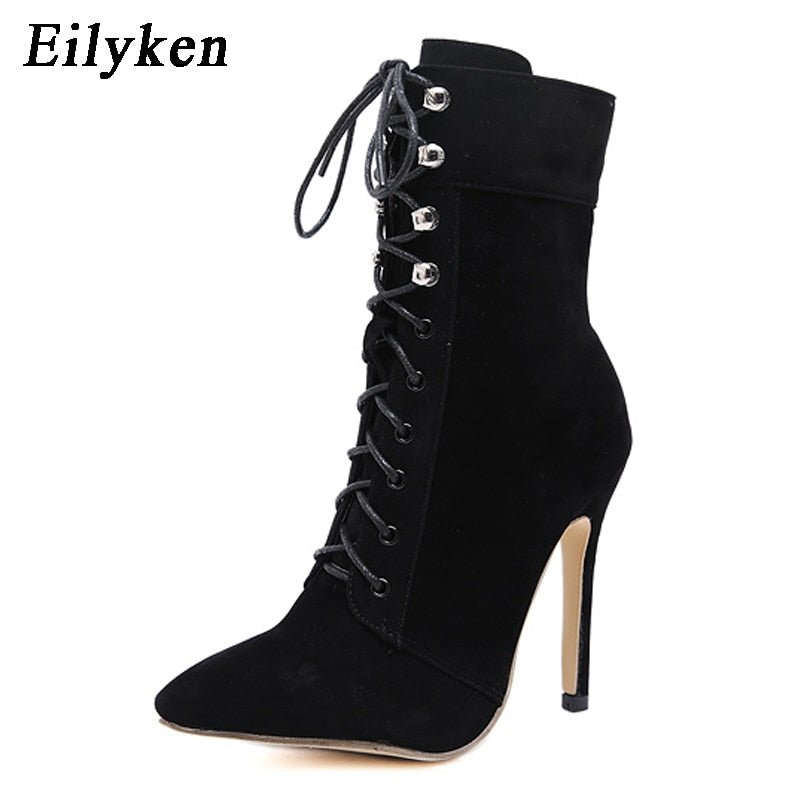 best Eilyken 2023 New Women Pointed Toe Ankle Boots Autumn Winter Cross-tied Zipper Chelsea Booties Party Stripper Ladies Shoes 0 shop online at M2K Trends for
