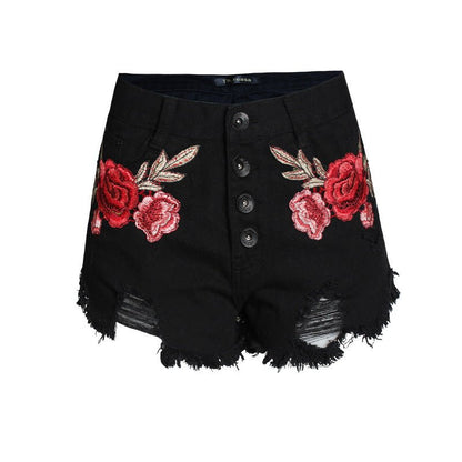 best Embroidered loose beard jeans women shorts 0 shop online at M2K Trends for