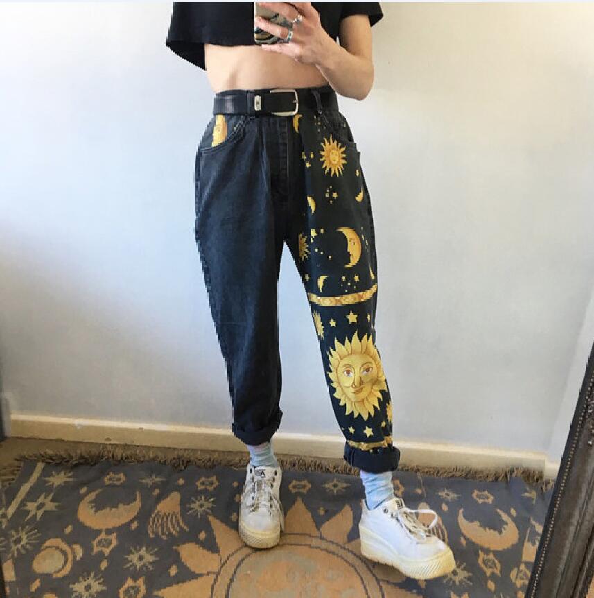 best Europe And The United States 2021 New Ladies Fashion Fashion Printed Harem Pants Loose Jeans Clothing shop online at M2K Trends for